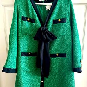 Tuckernuck Pomander Place Green Coco Tweed Bow Dress NWOT